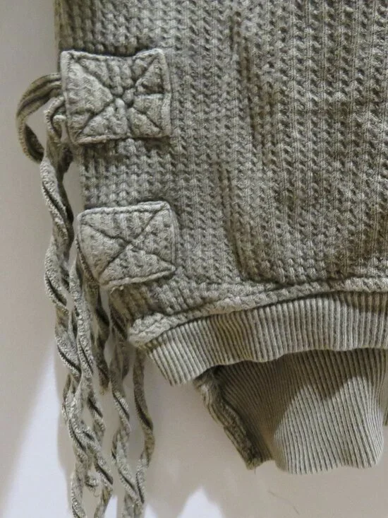 FREE PEOPLE FP ONE Cropped Interlaken Thermal Top Moss Green Small Boho Casual - Picture 6 of 15